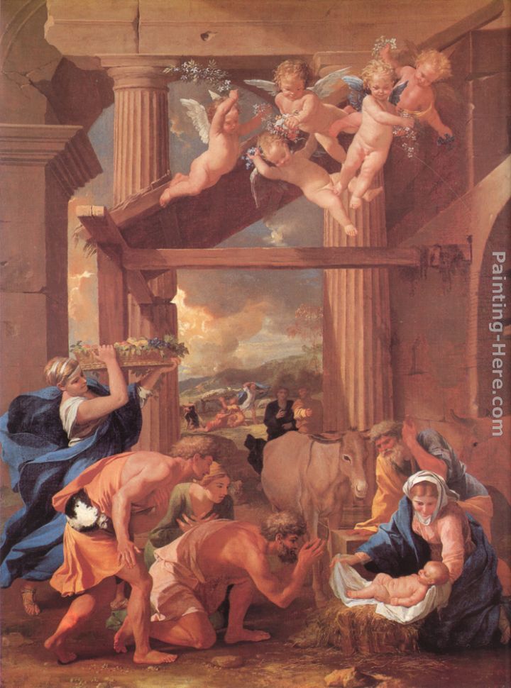 The Adoration of the Shepherds painting - Nicolas Poussin The Adoration of the Shepherds art painting